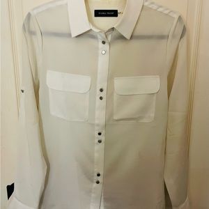 Ivanka Trump White Sheer Long Sleeve Blouse Size S